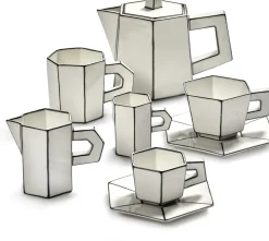 Théière en porcelaine blanc et noir Carte Blanche - SERAX