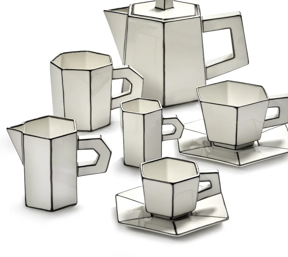 Théière en porcelaine blanc et noir Carte Blanche - SERAX