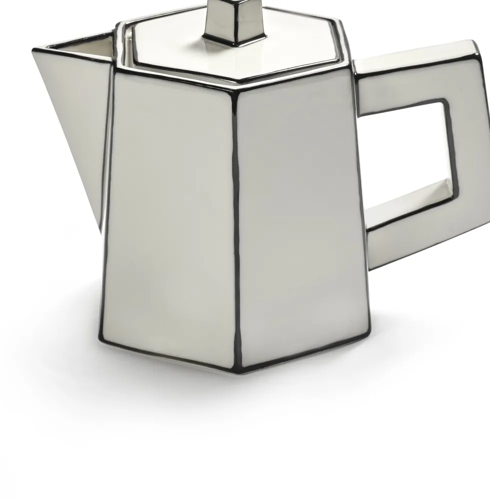 Théière en porcelaine blanc et noir Carte Blanche - SERAX