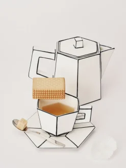 Théière en porcelaine blanc et noir Carte Blanche - SERAX