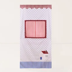 Théâtre à accrocher en coton bio lilas 74x150x2cm Checks sweet home Vibes - Nobodinoz