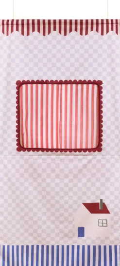 Théâtre à accrocher en coton bio lilas 74x150x2cm Checks sweet home Vibes - Nobodinoz