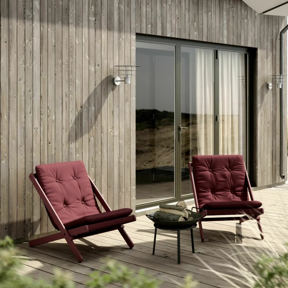 Transat de jardin en bois et coton rouge Boogie - Karup Design