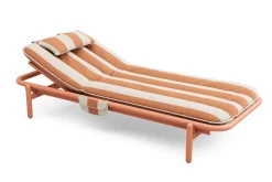 Transat en aluminium orange avec son matelas rayé orange 212x97x39cm Sunbud - Fatboy