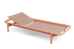 Transat en aluminium orange avec son matelas rayé orange 212x97x39cm Sunbud - Fatboy