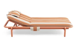 Transat en aluminium orange avec son matelas rayé orange 212x97x39cm Sunbud - Fatboy