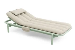 Transat en aluminium vert avec son matelas beige 212x97x39cm Sunbud - Fatboy