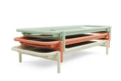 Transat en aluminium vert avec son matelas beige 212x97x39cm Sunbud - Fatboy