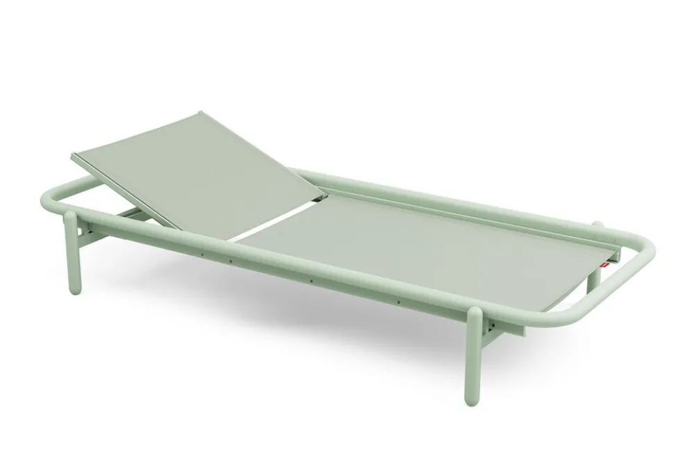 Transat en aluminium vert avec son matelas gris 212x97x39cm Sunbud - Fatboy