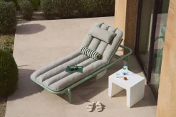 Transat en aluminium vert avec son matelas gris 212x97x39cm Sunbud - Fatboy