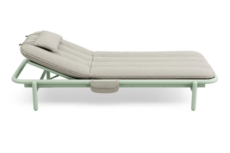 Transat en aluminium vert avec son matelas gris 212x97x39cm Sunbud - Fatboy