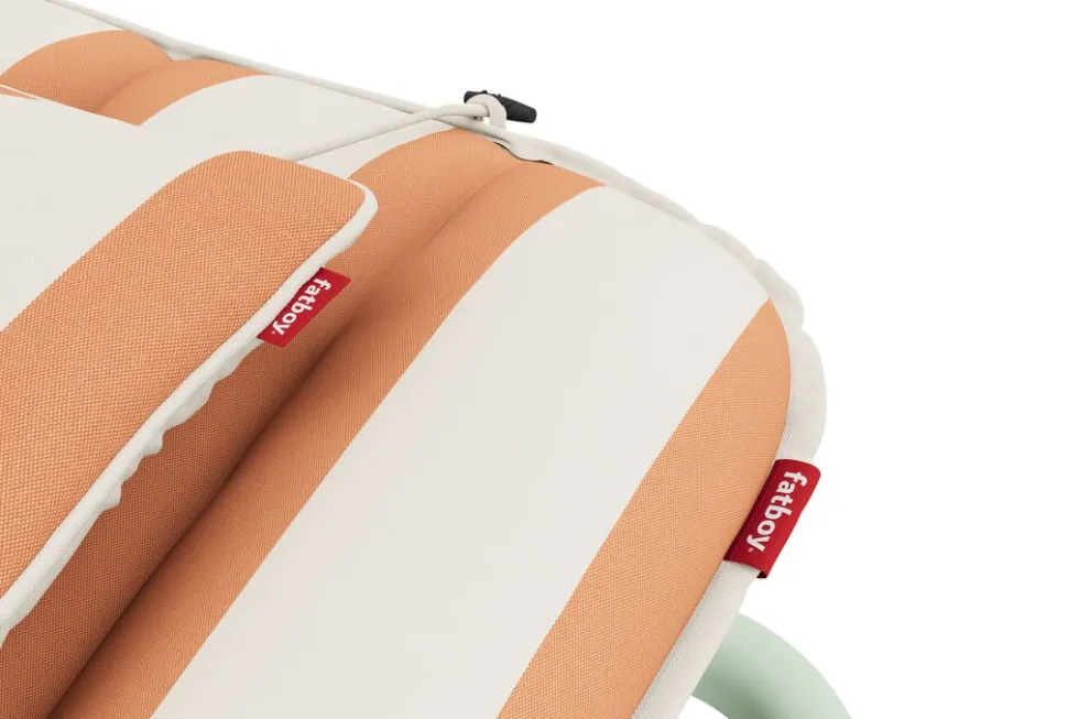 Transat en aluminium vert avec son matelas rayé orange 212x97x39cm Sunbud - Fatboy