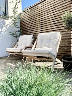 Transat en hêtre et tissu beige Boogie - Karup Design