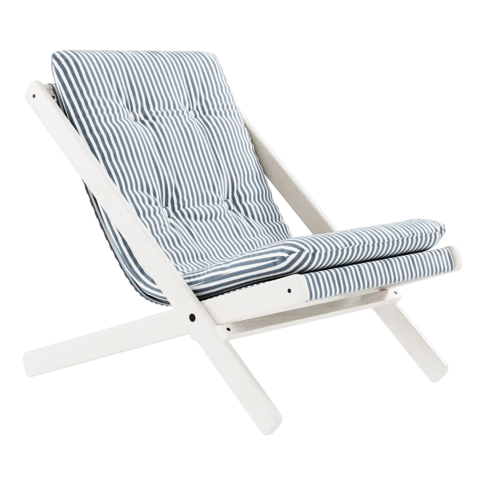 Transat en hêtre et tissu bleu rayé Boogie - Karup Design