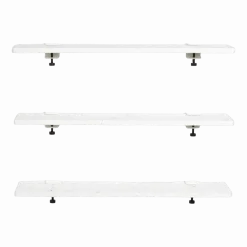 Trio étagères en plastique recyclé 90 cm + 6 accroches acier patiné - Tiptoe