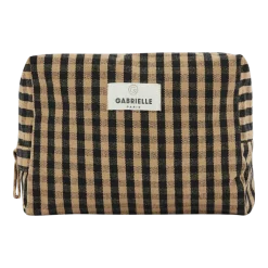 Trousse de toilette coton vichy café 15x22x10cm - Gabrielle paris
