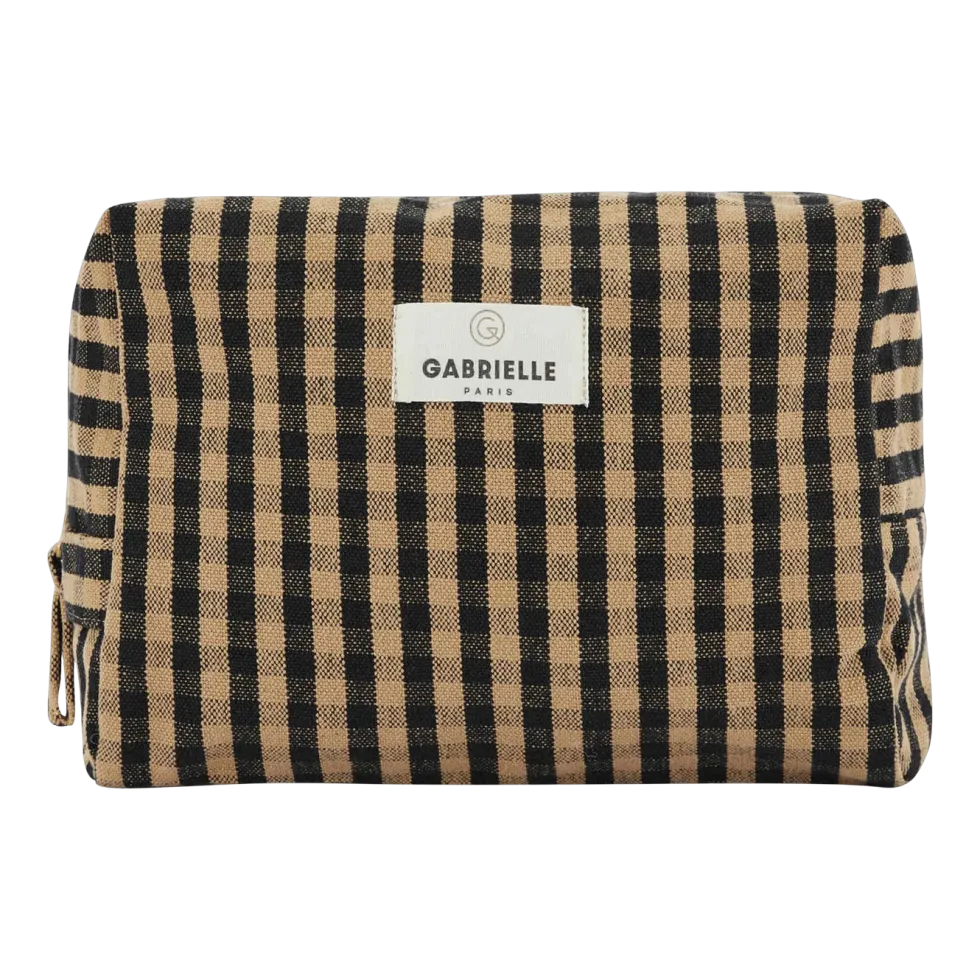 Trousse de toilette coton vichy café 15x22x10cm - Gabrielle paris