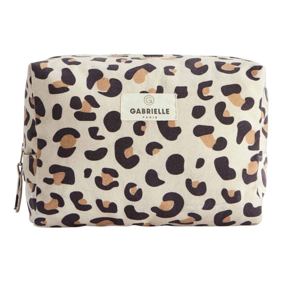 Trousse de toilette en coton léopard 15x22x10cm - Gabrielle paris