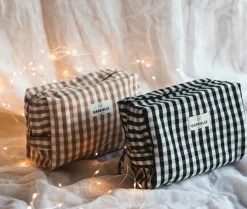 Trousse de toilette en coton vichy noir - Gabrielle Paris