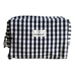 Trousse de toilette en coton vichy noir - Gabrielle Paris