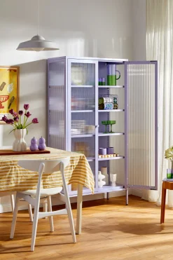 Vaisselier en acier lilas et verre cannelé 85x40x170cm The Collector - Mustard Made
