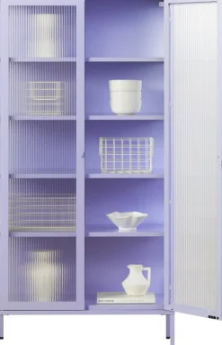 Vaisselier en acier lilas et verre cannelé 85x40x170cm The Collector - Mustard Made