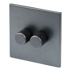 Variateur double en acier inoxydable graphite 8,8cm Dimmers - Tala