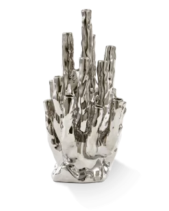 Vase en porcelaine argenté 20 tiges 30x18x45cm Coral - Pols Potten
