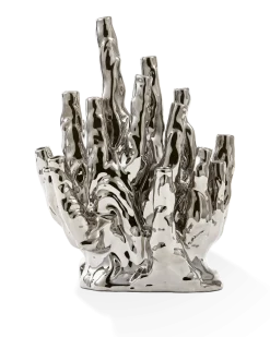 Vase en porcelaine argenté 20 tiges 30x18x45cm Coral - Pols Potten