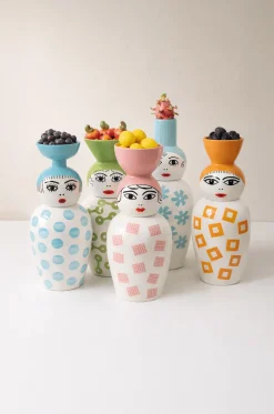 Vase en porcelaine avec couvercle orange 17.2 x 41.6 cm Le Canopie Amina - Seletti