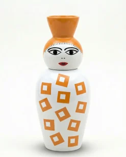 Vase en porcelaine avec couvercle orange 17.2 x 41.6 cm Le Canopie Amina - Seletti