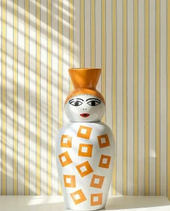 Vase en porcelaine avec couvercle orange 17.2 x 41.6 cm Le Canopie Amina - Seletti
