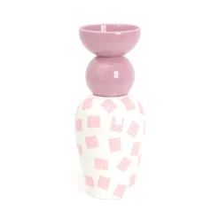 Vase en porcelaine avec couvercle rose 17.2 x 41.6 cm Le Canopie Luna - Seletti