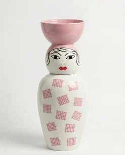 Vase en porcelaine avec couvercle rose 17.2 x 41.6 cm Le Canopie Luna - Seletti