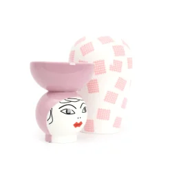 Vase en porcelaine avec couvercle rose 17.2 x 41.6 cm Le Canopie Luna - Seletti