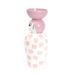 Vase en porcelaine avec couvercle rose 17.2 x 41.6 cm Le Canopie Luna - Seletti