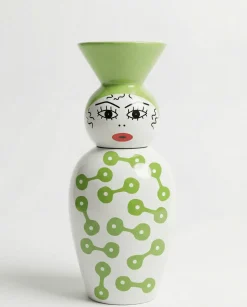 Vase en porcelaine avec couvercle vert 17.2 x 41.6 cm Le Canopie Pietra - Seletti