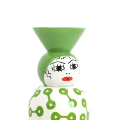 Vase en porcelaine avec couvercle vert 17.2 x 41.6 cm Le Canopie Pietra - Seletti