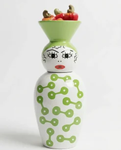 Vase en porcelaine avec couvercle vert 17.2 x 41.6 cm Le Canopie Pietra - Seletti