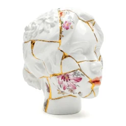 Vase en porcelaine blanc et doré 23 × 17.5 × 22.5 cm Kintsugi Head She - Seletti