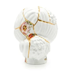 Vase en porcelaine blanc et doré 23 × 17.5 × 22.5 cm Kintsugi Head She - Seletti