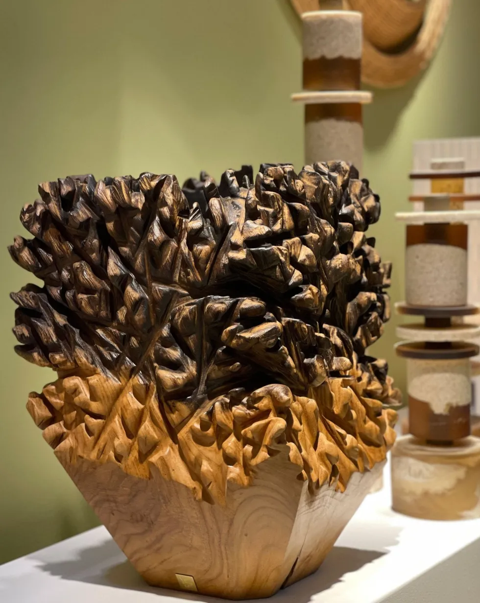 Vase en teck naturel bicolore 30x40cm Sui - Versmissen