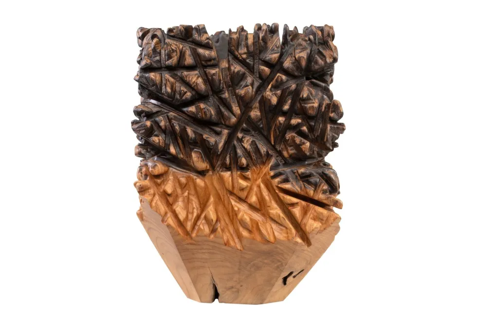 Vase en teck naturel bicolore 30x40cm Sui - Versmissen