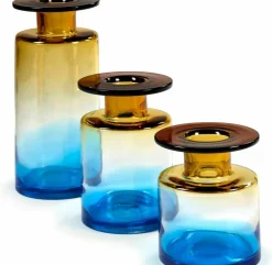 Vase en verre bleu et ambre 40 cm Wind & Fire - Serax