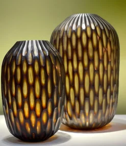 Vase en verre marron soufflé à la bouche 31x47,5cm - Versmissen