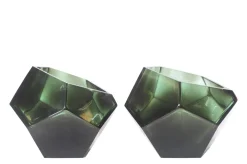Vase en verre massif transparent vert 24,5x19,5cm Diamond - Versmissen