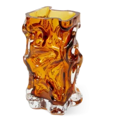 Vase en verre recyclé orange 16x15x29cm Ice - Pols Potten