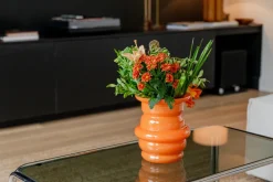 Vase en verre soufflé orange 17x20cm Dôme - Cosin Paris
