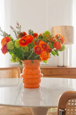 Vase en verre soufflé orange 17x20cm Dôme - Cosin Paris
