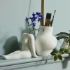 Vase femme en céramique blanc 22 x 23 cm Avaji - Nordal